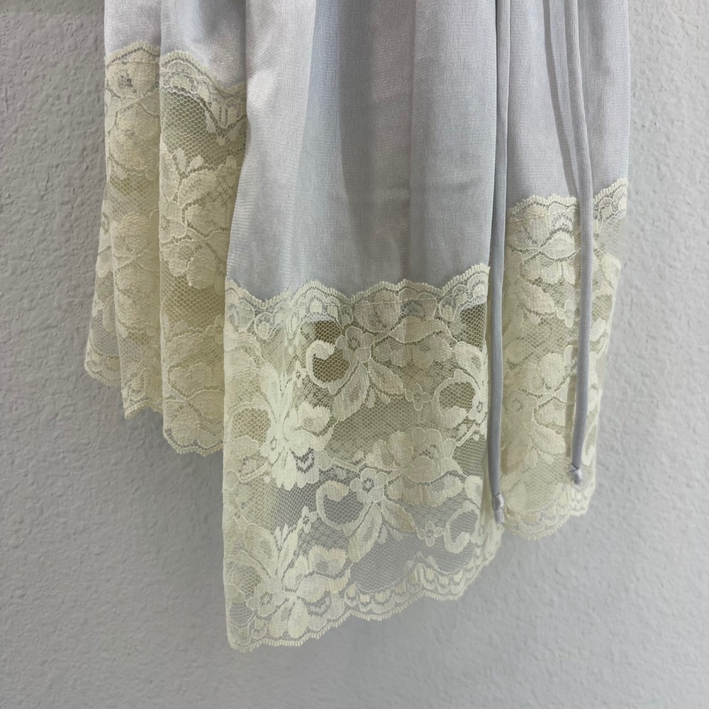 Vintage Lace Trim Kimono Robe S Sheer Coquette Boudoir Bell Sleeve - Picture 4 of 12
